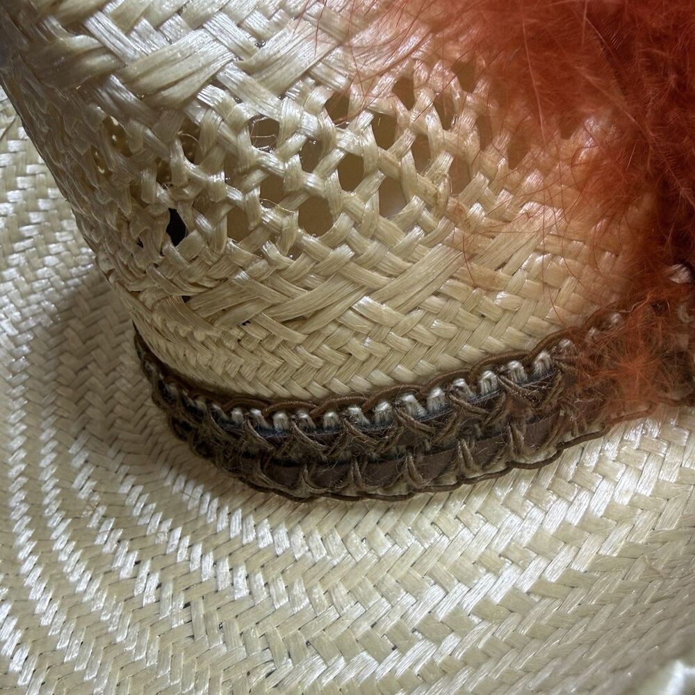 Stetson Roadrunner Bryant Finish Straw Western Cowboy Hat Sz 7 1/4 Vintage - Picture 6 of 10